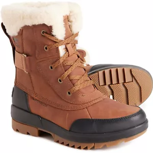Sorel Tivoli IV Parc wasserdichte Schneestiefel Damen (Größe 7) Samt hellbraun Fell - Bild 1 von 6