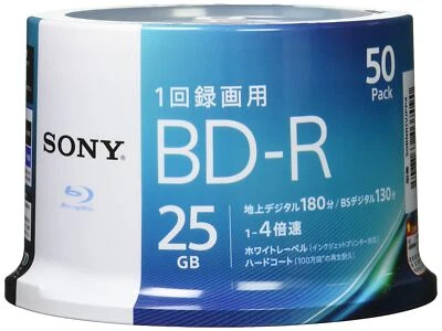 Disco Blu-ray Sony 4X BD-R 25 GB de una sola capa 50BNR1VJPP4 50 paquetes NUEVO Japón Foto 1 de 2