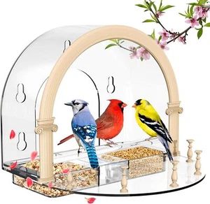 Large Window Bird Feeders with 5 Strong Suction Cups - Wild Bird Feeders for Vie - Picture 1 of 2