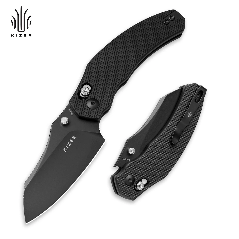 Kizer Black EDC Folding Pocket Knife Aluminium Handle Nitro V Steel V3672A1