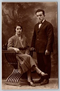2 Post Cards Family Portrait Husband Wife RPPC Vintage PostCard - C4 - Picture 1 of 4