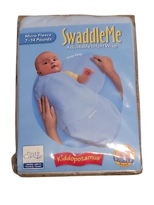 Novo na embalagem SwaddleMe Kiddopotamus 100% micro lã bebê bebê envoltório pequeno 7-14 libras menino - Imagem 1 de 4