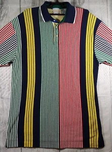 Bugle Boy Co. Mens 90's Stripe Short Sleeve Polo Rugby Shirt XL 23x33 Vintage. - Picture 1 of 6