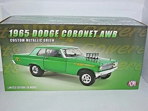 Dodge Coronet 1965 ACME escala 1/18 AWB Hemi Powered personalizado verde metálico - Imagen 1 de 12