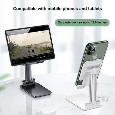 Adjustable Phone Tablet Desktop Stand Desk Holder Mount Cradle For iPhone iPad - Image 1 of 4