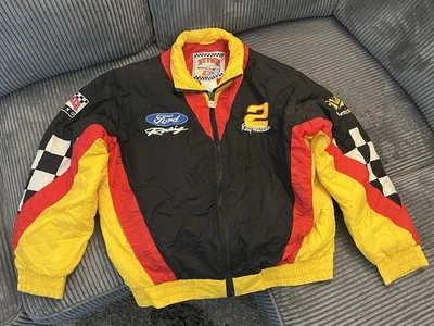 Vintage 90s Rusty Wallace #2 Embroidered Nascar Racing Bomber Jacket Size Large - Image 1 of 2