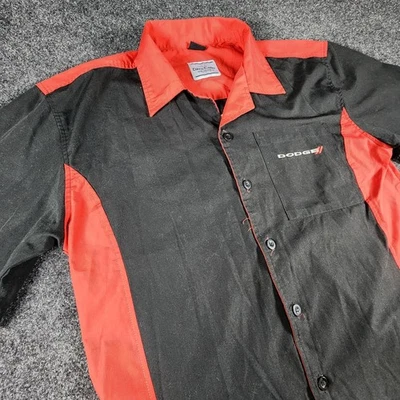 David Carey Originals Dodge Logo Button Down Shirt  Medium Black & Red Mechanic - Image 1 of 4