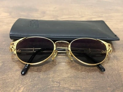 Óculos de sol Jean Paul Gaultier 56-4177 anos 90 dourado ajustável templo raro vintage - Imagem 1 de 4