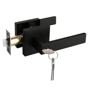 Keyed Entry Solid Door Lever Matte Black Finish - Picture 1 of 6