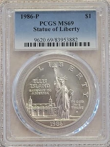 1986-P Statue of Liberty Commemorative Silver $1 Dollar PCGS MS69 0.9 Fine! - Picture 1 of 4
