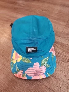Stussy Teal &  Floral 5 Panel Camp Hat Adjustable Strap Back  - Picture 1 of 6