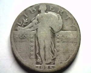 1925 STANDING LIBERTY CUARTO BUENA G BONITA MONEDA ORIGINAL BOBS MONEDAS ENVÍO RÁPIDO 99c - Imagen 1 de 2