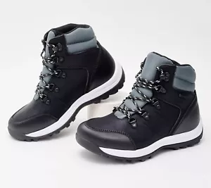 WANDERLUST OUTFITTERS Wide Waterproof Lace Up Trail Boots Black/Grey 7/W New - Picture 1 of 1