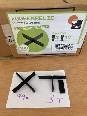 Fugenkreuz, 100 Stück, 60 x 3 x 10 mm, Platten Terrasse Verlegen Plattenfix OVP - Bild 1 von 4