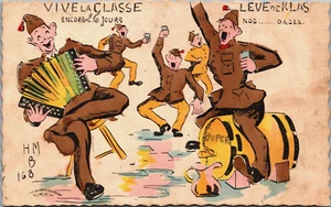 Military Soldiers Making Music, Drinking and Having Fun Vintage Postcard B151 - Picture 1 of 2