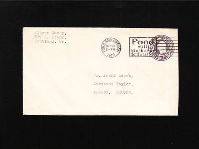 WWI Portland Oregon FOOD WILL WIN THE WAR Slogan 1918 PSE Cover ß - Image 1 of 3