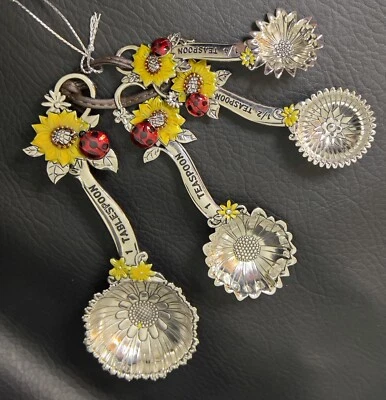 La Cucina by GANZ Measuring Spoons 4 pc. set Sunflower & Ladybugs NEW - Image 1 of 4