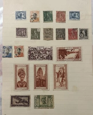 COLECCIÓN DE ESTAMPILLAS DE INDOCHINA VIETNAM, LAOS USADAS MH EN PÁGINAS Foto 1 de 3