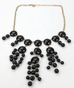 Graziano Black Acrylic Drop Beaded Collar Gold Tone Statement Necklace - Picture 1 of 6