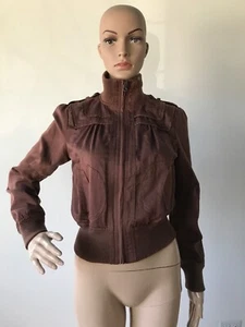 Beverly Hills Polo Club Brown Cotton Blend Bomber Jacket Zipper Lightweight S - Picture 1 of 12