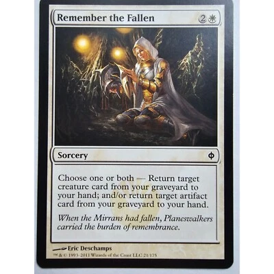 MTG Magic The Gathering Remember The Fallen Card White New Phyrexia - Image 1 of 2