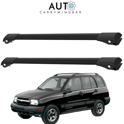 Roof Cross Bars For Chevrolet Tracker 1999-2005 Carrier Aluminium Racks Black - Image 1 of 4
