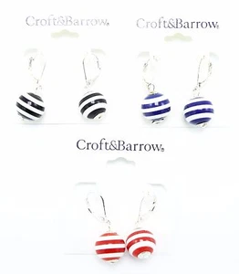 New Summer Nautical Drop Earrings in Red, Blue & Black nwt #E1253 - Picture 1 of 1