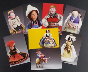 SET of 8 ethnic doll postcards Japan toy exhibit Hungarian Russian international - Picture 1 of 3