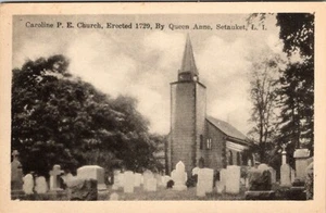 SETAUCKET ISLA LARGA NUEVA YORK CAROLINE P.E. POSTAL ANTIGUA DE IGLESIA - Imagen 1 de 2