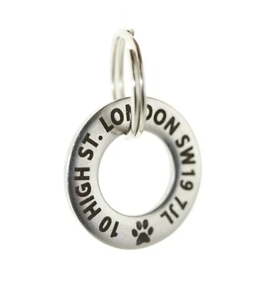 Personalised Heavy Duty 27mm Round Washer Pet ID Tag Laser Engraved - Image 1 of 4