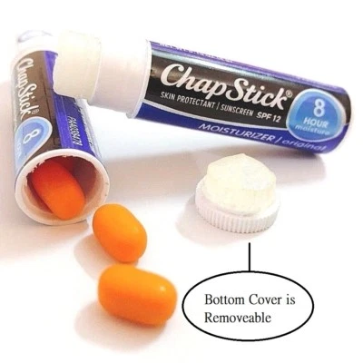 Chap Stick Diversion Safe Stash Can, Open From Bottom, Blue Cover Sticker