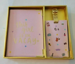 Eccolo Brand Pink Passport and Luggage Tag Gift Set This girl is on vacay - Picture 1 of 11