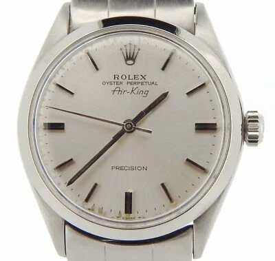 Rolex Air King Precisión Hombre Acero Inoxidable Reloj Oyster Banda Esfera Plateada 5500 Foto 1 de 4
