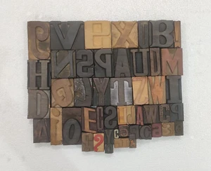 Colección de bloques impresoras tipo madera mezcla 48 letras vintage #TC-047 - Imagen 1 de 19