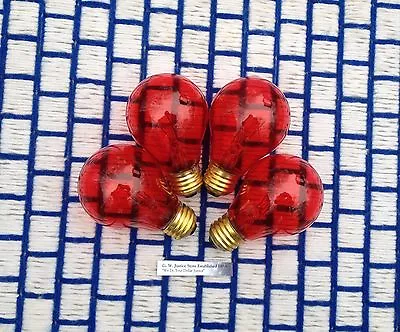 BOX of 4 new Transparent RED PARTY A19 & SIGN string 130v LIGHT BULB 25 watt 25w - Image 1 of 4