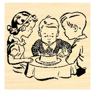 P39 Vintage style Birthday party rubber stamp WM - Picture 1 of 2