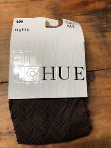 NWT HUE Textured Opaque Tights- size M / L fits 165-200 lbs Brown Retail $22