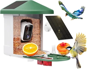 Bird Feeder with Camera, AI Bird Identification Solar Panel, 2K Live View Alerts - Picture 1 of 11
