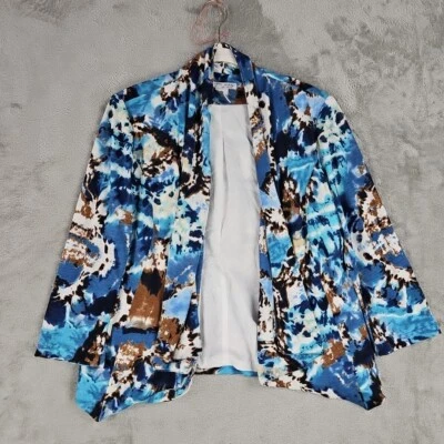 Alberto Makali Blazer Jacket Womens M Multicolor Abstract Print 3/4 Sleeve Open - Image 1 of 4