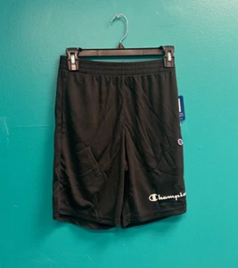 Champion Boys Heritage Script Mesh Short Size Medium in Black Front Script NWT - Picture 1 of 4