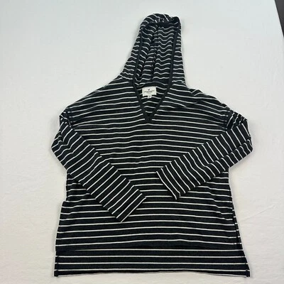 American Eagle Sudadera Mujer Grande Negro Blanco Rayas Sudadera con Capucha Elástica Preppy Foto 1 de 4