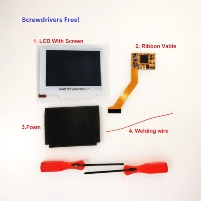 V2 IPS Backlight Backlit Screen LCD Kits For Game Boy Advance GBA SP -White Lens - Image 1 of 4