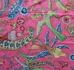 5 Yard Indian Cotton Pink Fabric Block Floral Print Dressmaking - Picture 1 of 5
