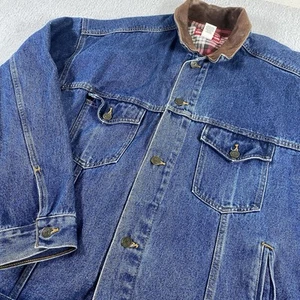 Vintage Marlboro Country Store Denim Jacket XLarge Jean Trucker Leather Collar - Picture 1 of 10