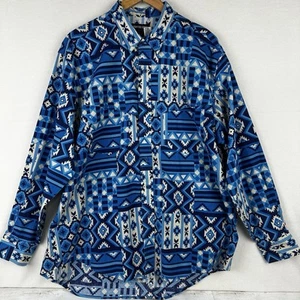 Frontier Series Men's Western Wild Geometric Aztec Button Up Shirt Size XL Blue - Picture 1 of 15