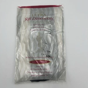 VTG silkies ultra soft dimensions Pantyhose lacy hi-cut panty 150308 Black Sz L - Picture 1 of 3