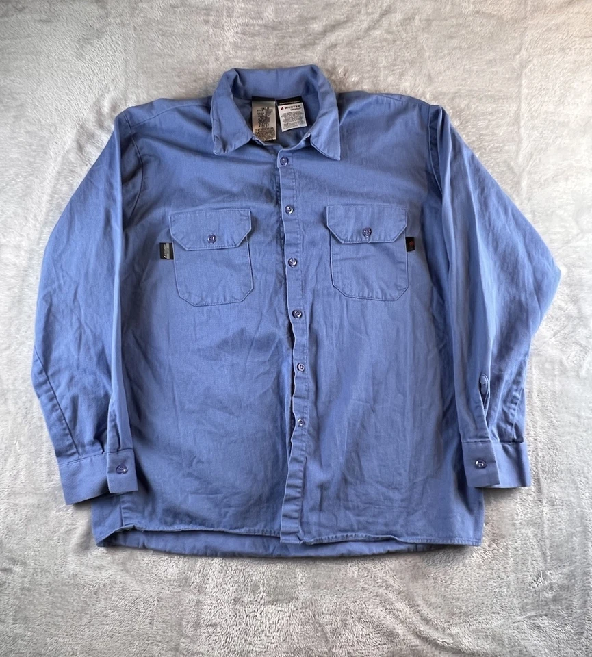 Aramark Westex 防火衬衫男式 1XL 蓝色超柔软 FR 工作服 — 第 1/4 张图片