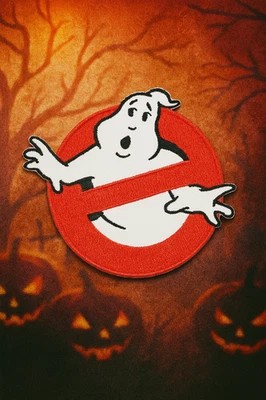 4IN GHOSTBUSTERS GHOST Movie Logo BUSTERS IRON-ON Embroidered Applique Patch - Image 1 of 4