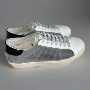 Women's Sneakers One Footwear White Leather w/ Silver Metallic Details Size 9.5 - Picture 1 of 15