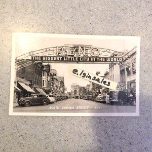 RENO, Nevada THE BIGGEST LITTLE CITY IN THE WORLD Photo Postcard Circa 1940 - Picture 1 of 1